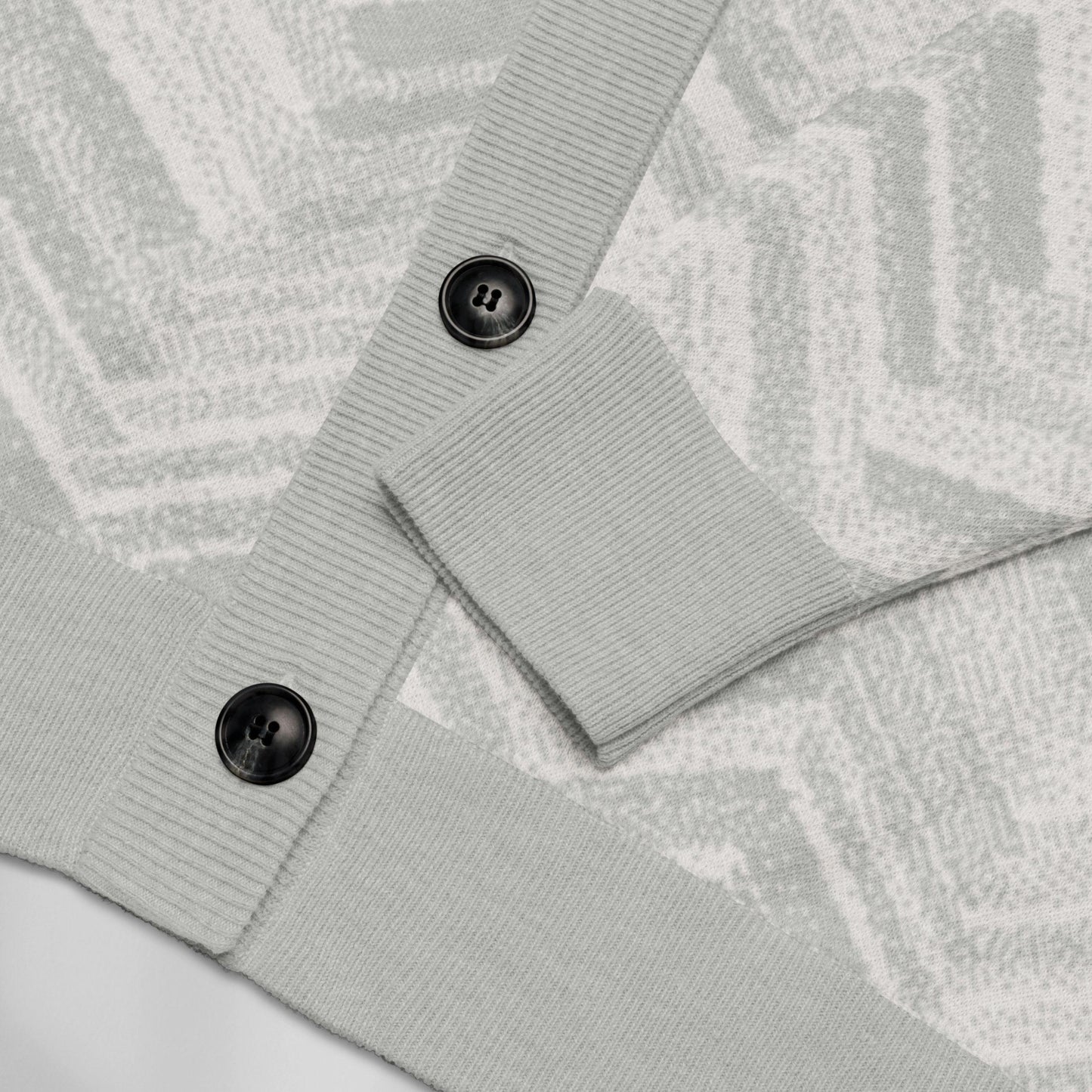 Frost Ridge Yamagata Chevron Knit Cardigan — Japandi Mountain Motif Sweater | Unisex Jacquard Knitwear