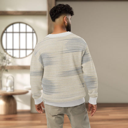 Shoji Shadow Jacquard Knit Cardigan — Japandi Minimalist Unisex Relaxed Fit