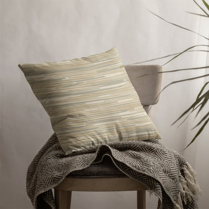 Drift Stone Throw Pillow with Insert — Japandi Minimalist Abstract Stripe Cushion