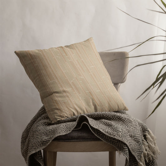 Caramel Grove Bamboo Throw Pillow with Insert — Japandi Minimalist Take Textile Cushion | Intimate Scale