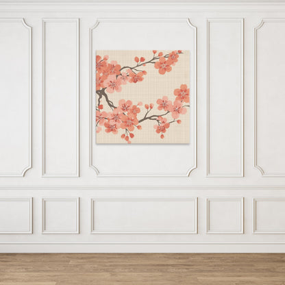 Coral Bloom Sakura Canvas Print — Japanese Cherry Blossom Wall Art | Large-Scale Botanical