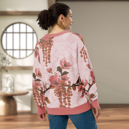 Blush Wisteria Sakura Fuji Knit Cardigan — Japanese Floral Sweater | Kimono-Inspired Jacquard Knitwear