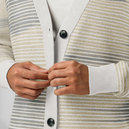 Shoji Shadow Jacquard Knit Cardigan — Japandi Minimalist Unisex Relaxed Fit