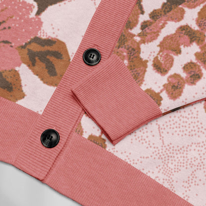 Blush Wisteria Sakura Fuji Knit Cardigan — Japanese Floral Sweater | Kimono-Inspired Jacquard Knitwear