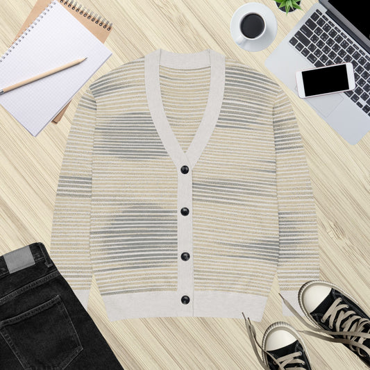 Shoji Shadow Jacquard Knit Cardigan — Japandi Minimalist Unisex Relaxed Fit