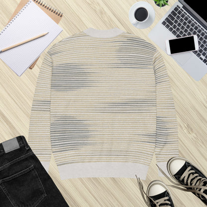 Shoji Shadow Jacquard Knit Cardigan — Japandi Minimalist Unisex Relaxed Fit