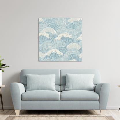 Seigaiha Wave Canvas Print — Japanese Ocean Wave Wall Art | Japandi Minimalist Large Wall Decor