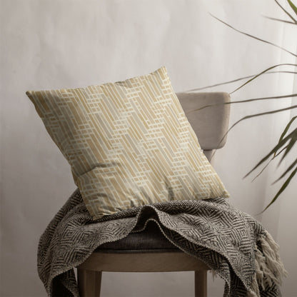 Honey Grid Throw Pillow with Insert — Japandi Minimalist Geometric Cushion | Shoji Screen Inspired