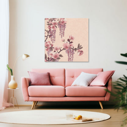 Blush Wisteria Sakura Fuji Canvas Print — Japanese Floral Wall Art | Romantic Botanical