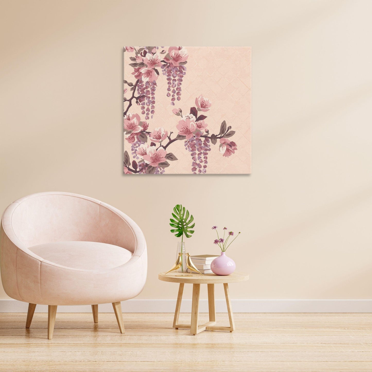 Blush Wisteria Sakura Fuji Canvas Print — Japanese Floral Wall Art | Romantic Botanical