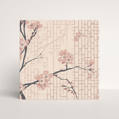 Blush Shoji Sakura Canvas Print — Japanese Cherry Blossom Shoji Screen Wall Art | Tonal Botanical
