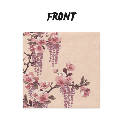 Blush Wisteria Sakura Fuji Throw Pillow Cover — Japanese Floral Cushion | Romantic Botanical