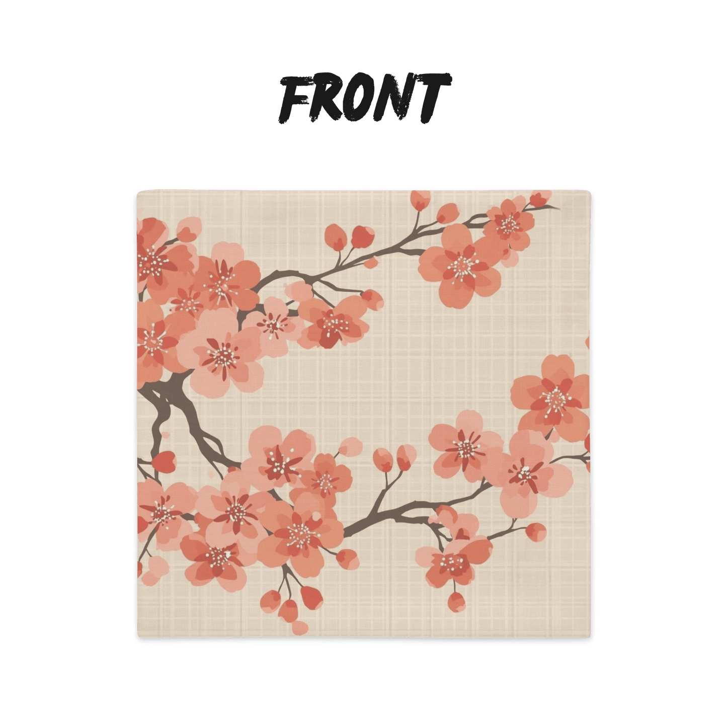 Coral Bloom Sakura Throw Pillow Cover — Japanese Cherry Blossom Cushion | Large-Scale Botanical