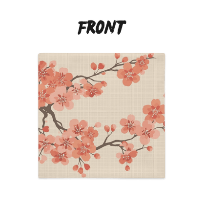 Coral Bloom Sakura Throw Pillow Cover — Japanese Cherry Blossom Cushion | Large-Scale Botanical