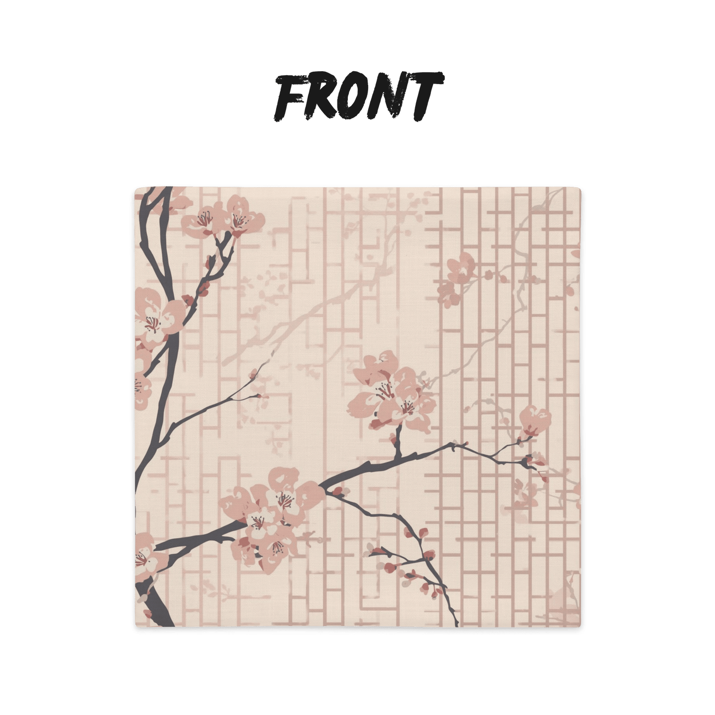 Blush Shoji Sakura Throw Pillow Cover — Japanese Cherry Blossom Shoji Screen Cushion | Tonal Botanical