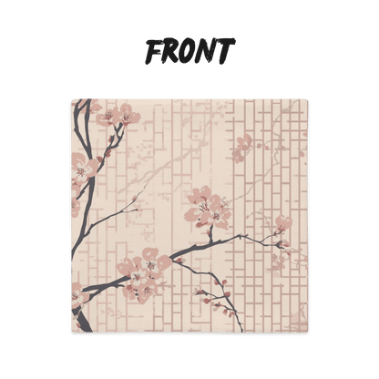 Blush Shoji Sakura Throw Pillow Cover — Japanese Cherry Blossom Shoji Screen Cushion | Tonal Botanical