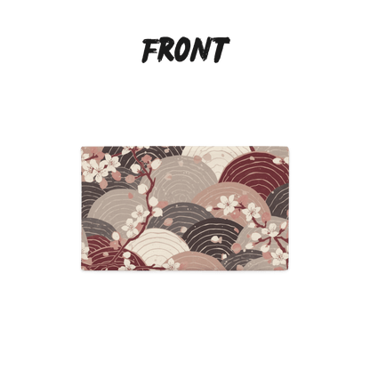 Sakura Wave Throw Pillow Cover — Japanese Floral Seigaiha Cushion | Burgundy Tide