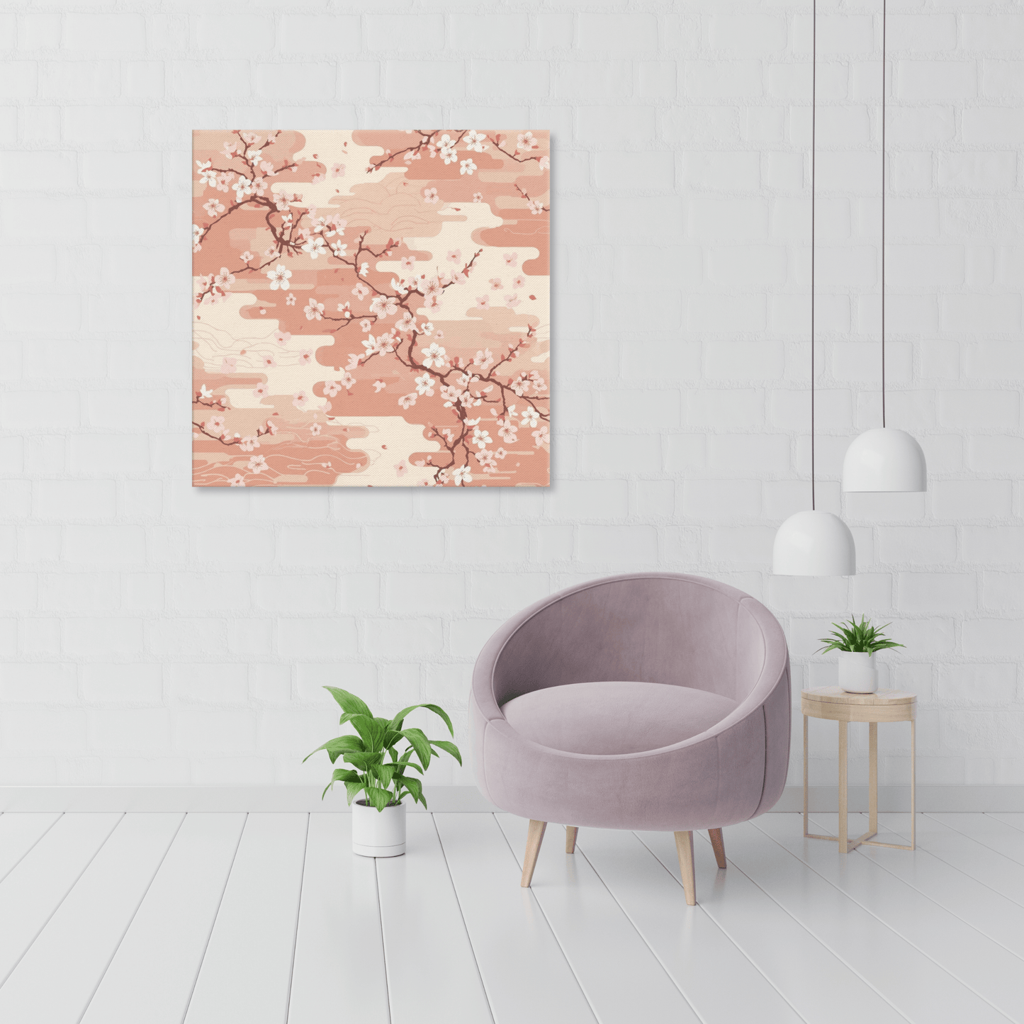 Sakura Cherry Blossom Canvas Print — Japanese Floral Wall Art | Japandi Botanical Large Wall Decor