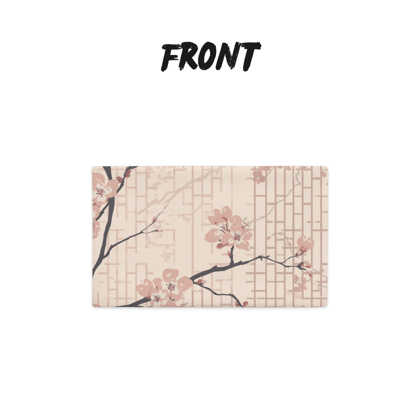 Blush Shoji Sakura Throw Pillow Cover — Japanese Cherry Blossom Shoji Screen Cushion | Tonal Botanical