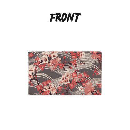 Sakura Wave Throw Pillow Cover — Japanese Floral Seigaiha Cushion | Crimson Dusk