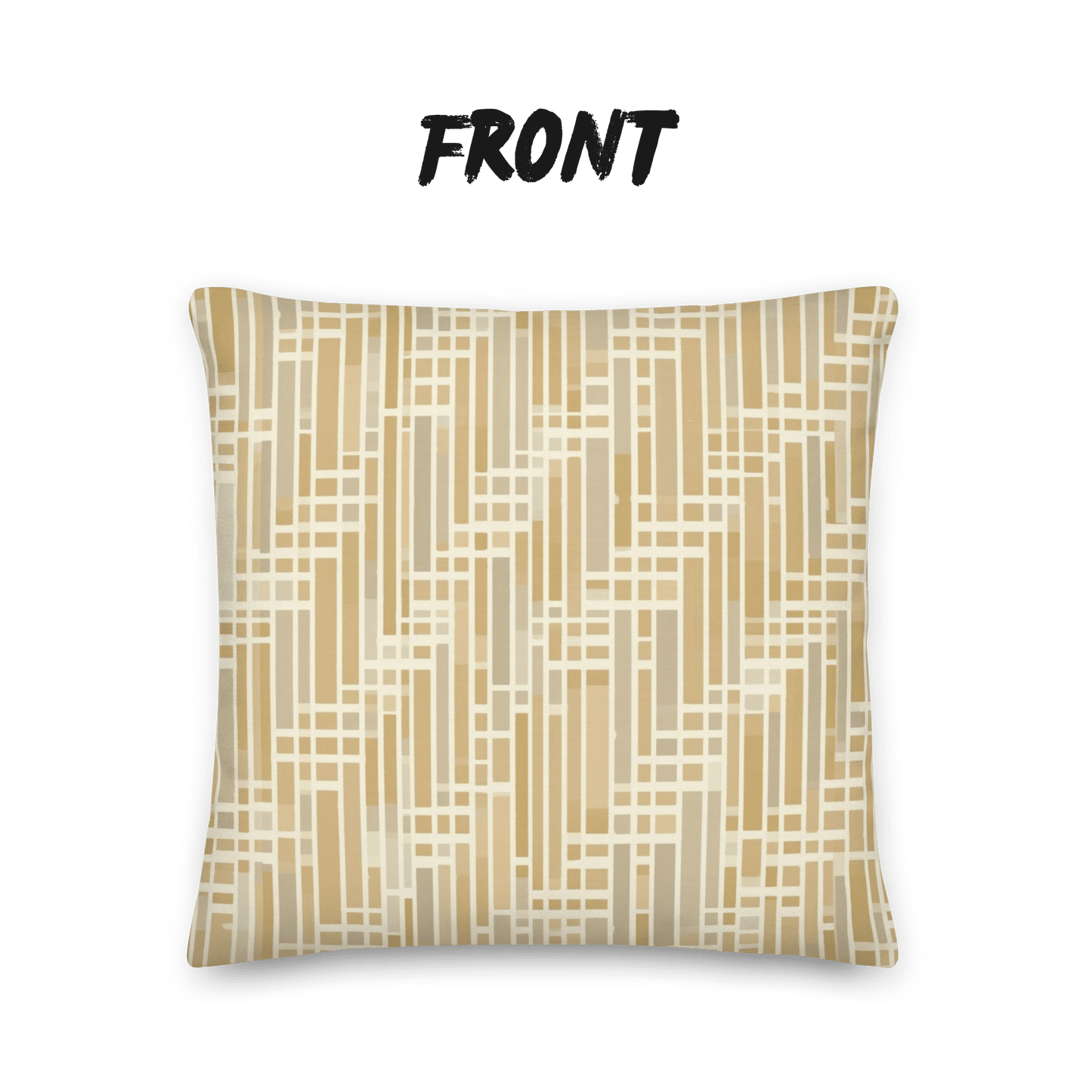 Honey Grid Throw Pillow with Insert — Japandi Minimalist Geometric Cushion | Shoji Screen Inspired