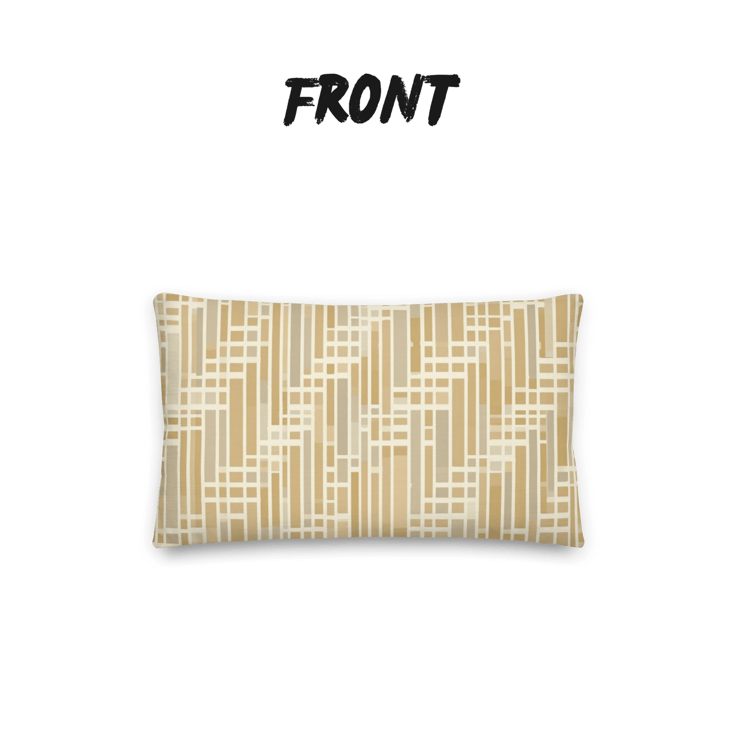 Honey Grid Throw Pillow with Insert — Japandi Minimalist Geometric Cushion | Shoji Screen Inspired