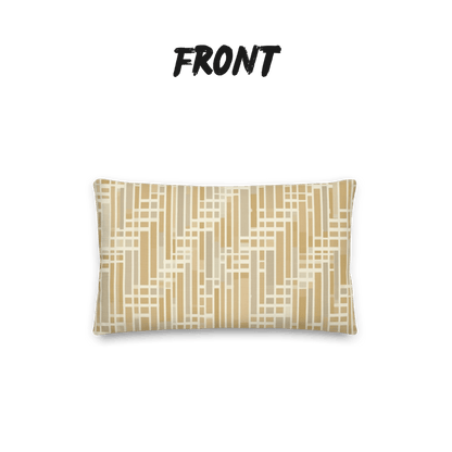 Honey Grid Throw Pillow with Insert — Japandi Minimalist Geometric Cushion | Shoji Screen Inspired