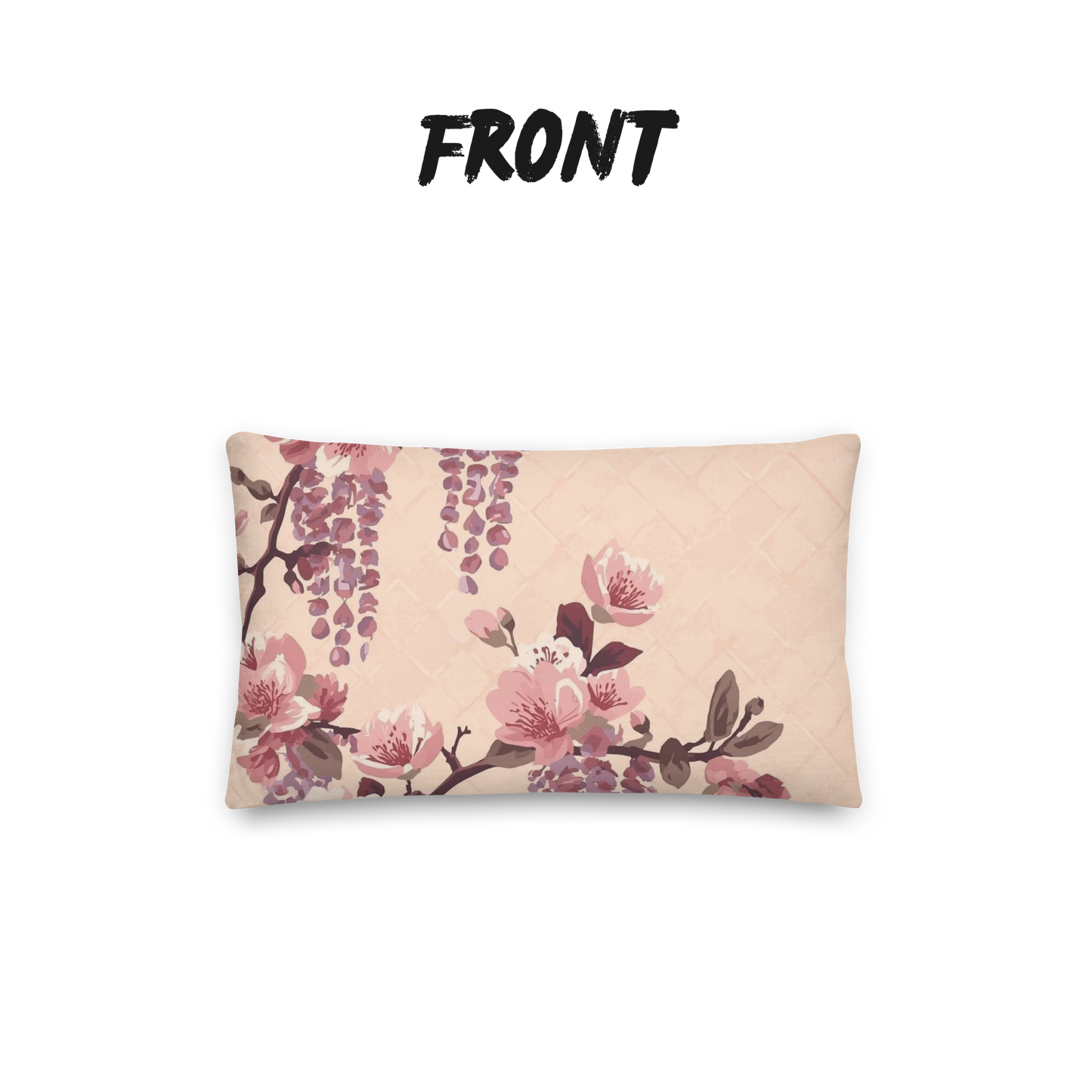 Blush Wisteria Sakura Fuji Throw Pillow with Insert — Japanese Floral Cushion | Romantic Botanical