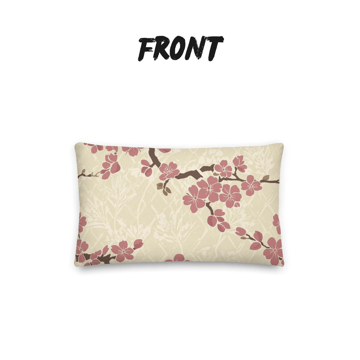 Plum Blossom Throw Pillow | Japanese Botanical Pillow with Insert | Dusty Rose Cream Accent Pillow | Asanoha Floral Living Room Decor Gift