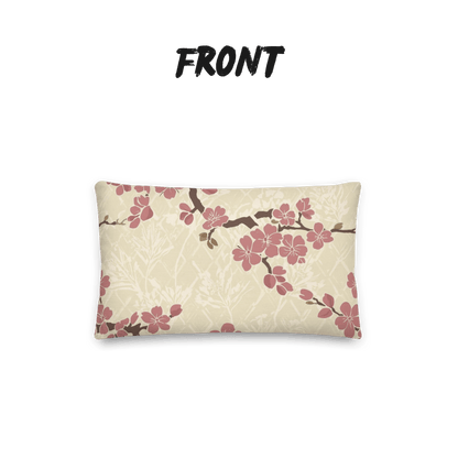 Plum Blossom Throw Pillow | Japanese Botanical Pillow with Insert | Dusty Rose Cream Accent Pillow | Asanoha Floral Living Room Decor Gift