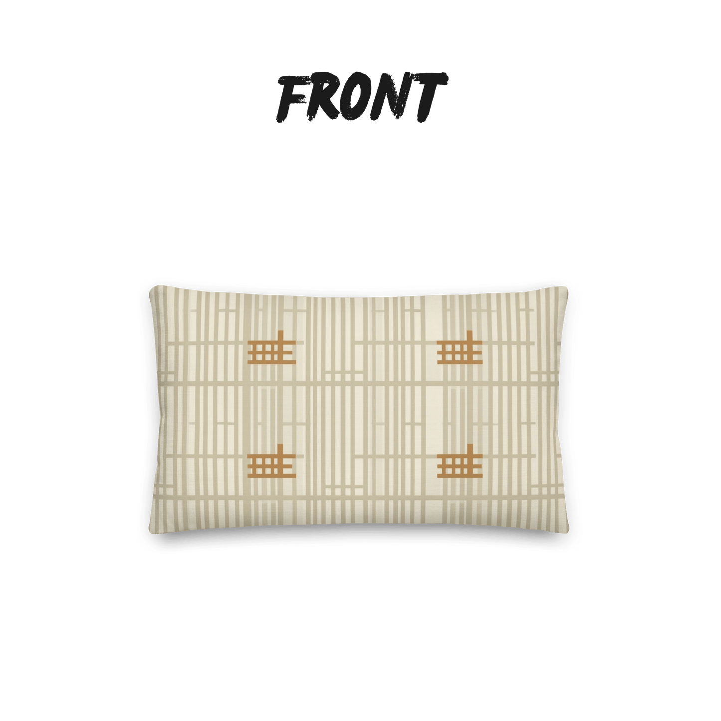Shoji Screen Grid Throw Pillow with Insert — Japandi Minimalist Geometric Cushion