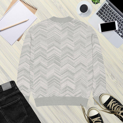 Frost Ridge Yamagata Chevron Knit Cardigan — Japandi Mountain Motif Sweater | Unisex Jacquard Knitwear