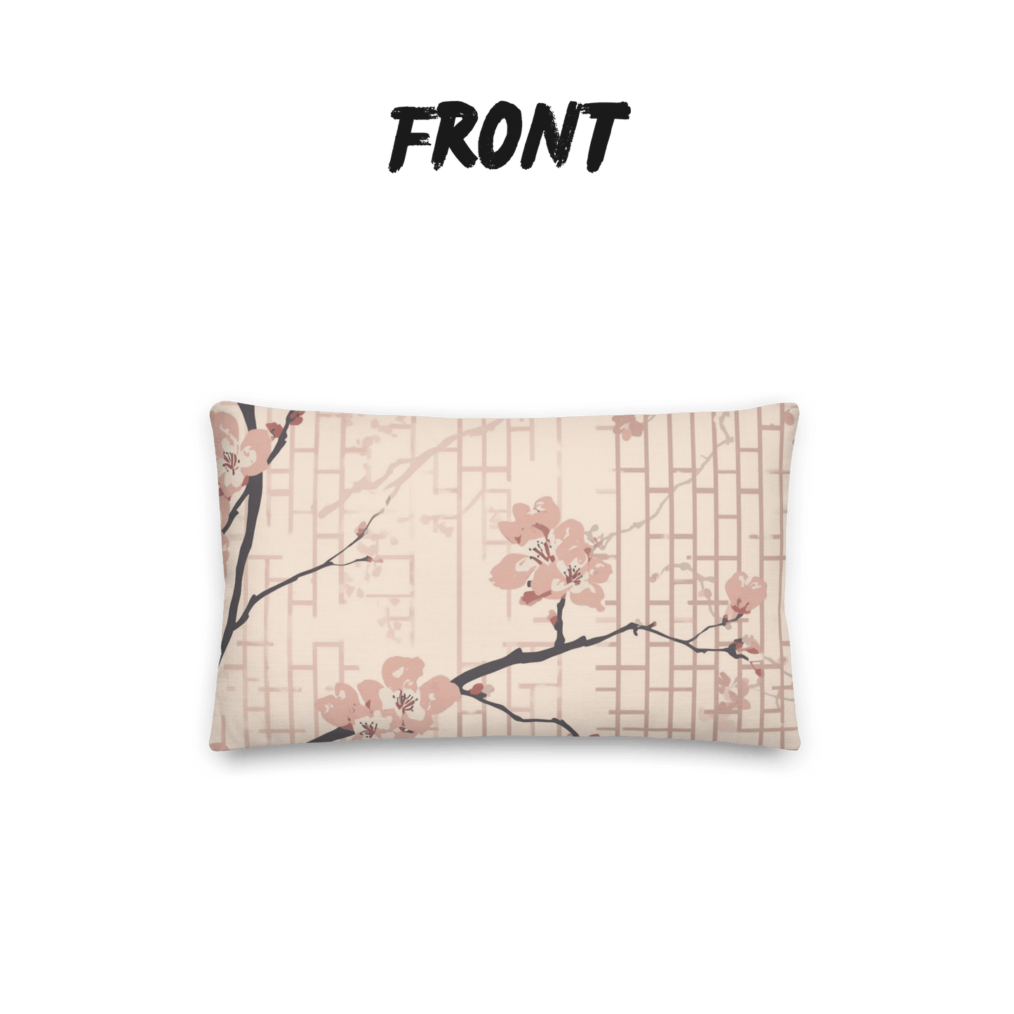 Blush Shoji Sakura Throw Pillow with Insert — Japanese Cherry Blossom Shoji Screen Cushion | Tonal Botanical
