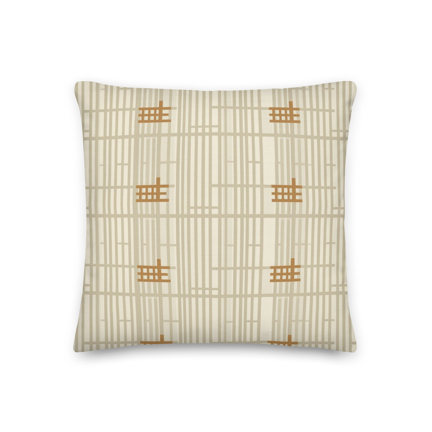 Shoji Screen Grid Throw Pillow with Insert — Japandi Minimalist Geometric Cushion
