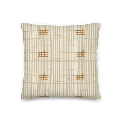 Shoji Screen Grid Throw Pillow with Insert — Japandi Minimalist Geometric Cushion