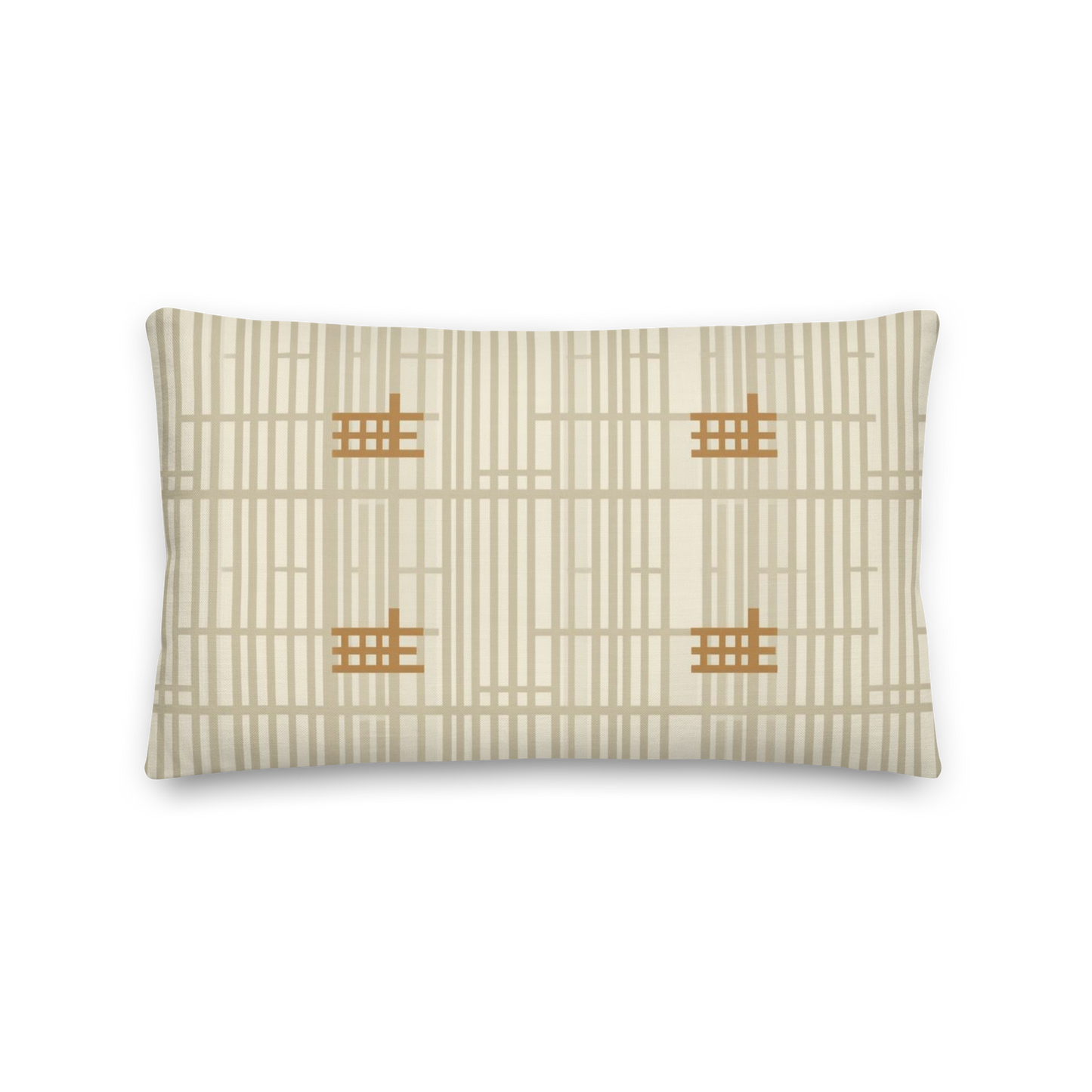 Shoji Screen Grid Throw Pillow with Insert — Japandi Minimalist Geometric Cushion