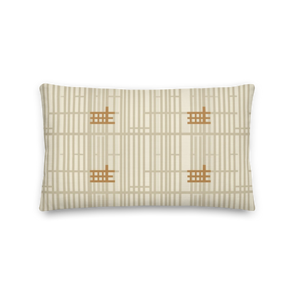 Shoji Screen Grid Throw Pillow with Insert — Japandi Minimalist Geometric Cushion