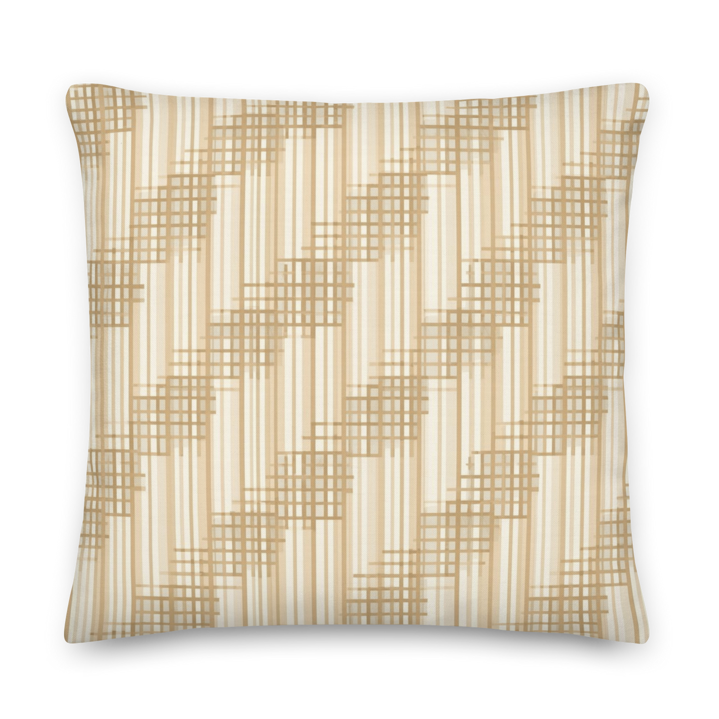 Japandi Minimalist Throw Pillow with Insert | Shoji Screen Geometric Pattern