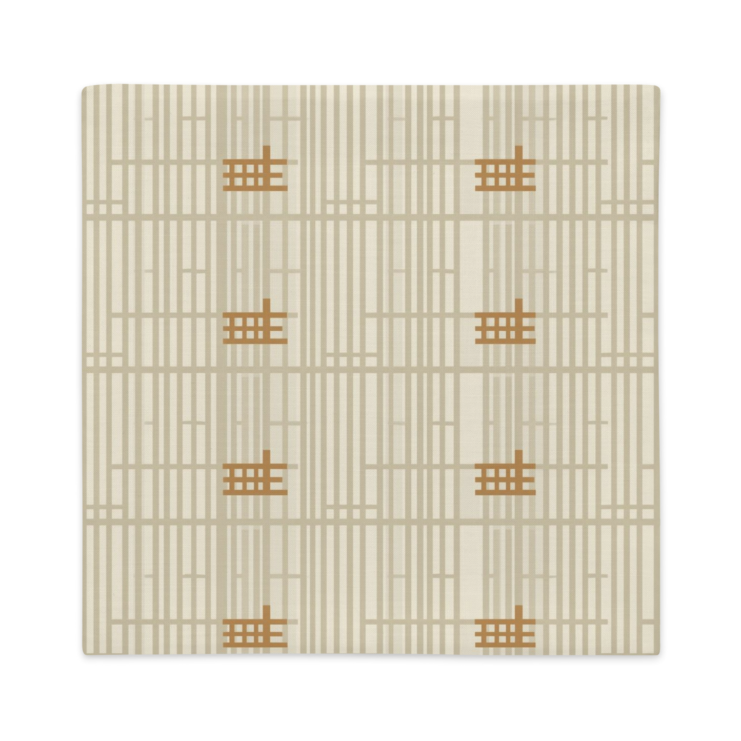 Shoji Screen Grid Throw Pillow Cover — Japandi Minimalist Geometric Cushion