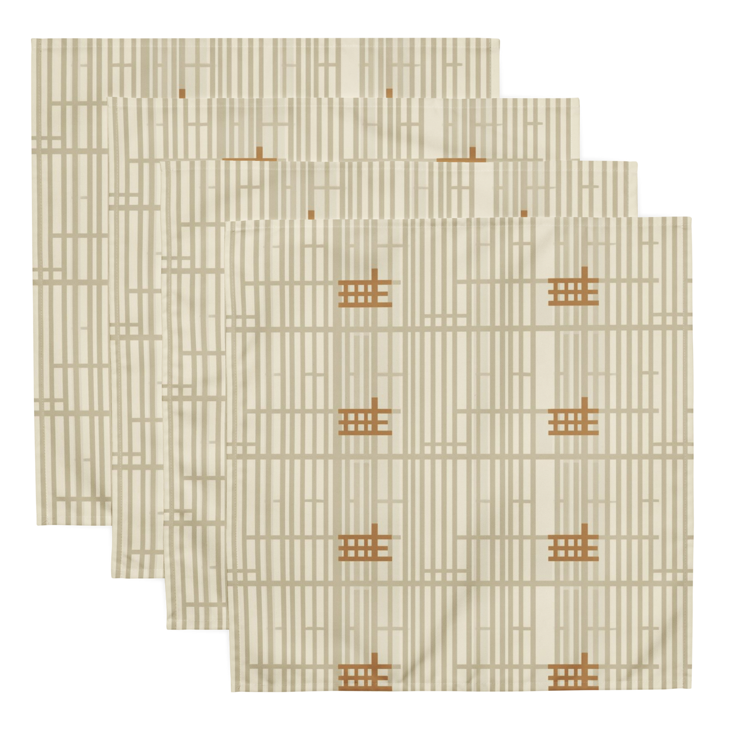 Shoji Screen Grid Cloth Napkins Set of 4 — Japandi Minimalist Geometric Table Linen