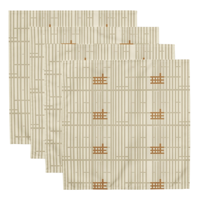 Shoji Screen Grid Cloth Napkins Set of 4 — Japandi Minimalist Geometric Table Linen