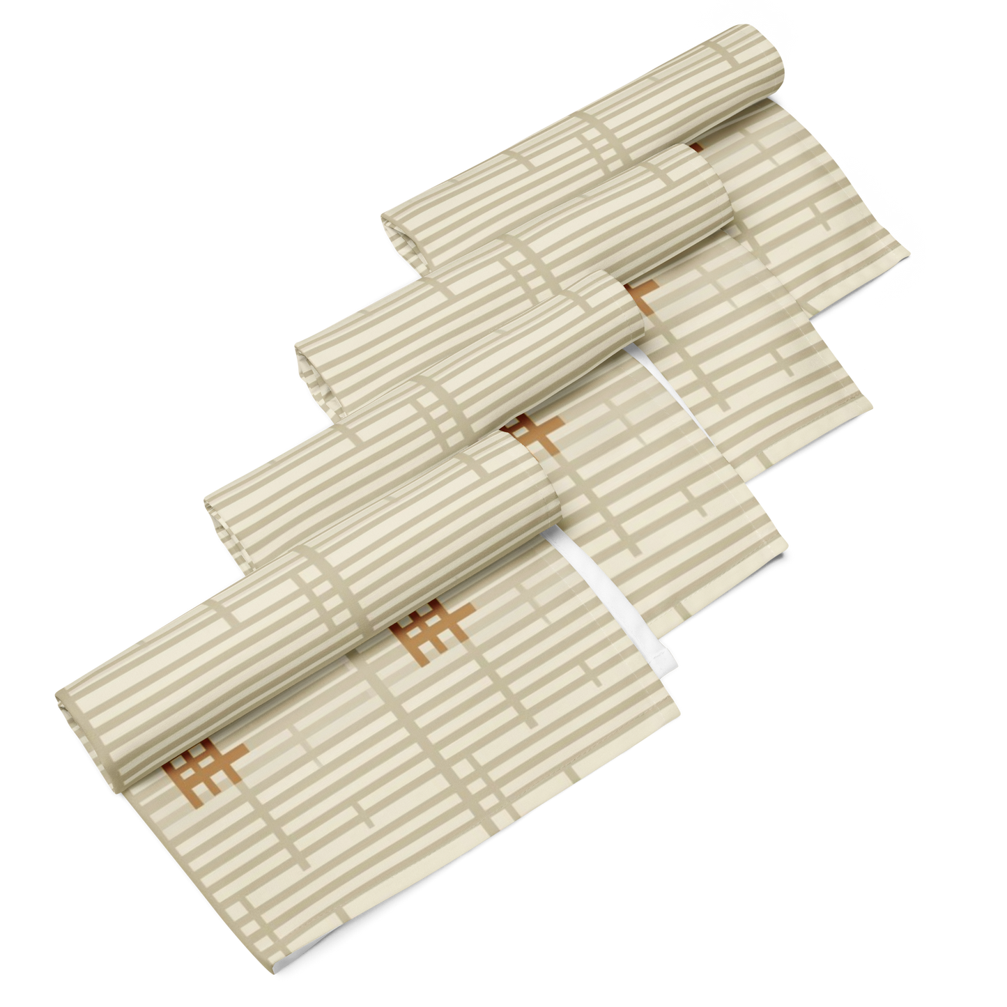 Shoji Screen Grid Cloth Napkins Set of 4 — Japandi Minimalist Geometric Table Linen
