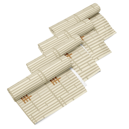Shoji Screen Grid Cloth Napkins Set of 4 — Japandi Minimalist Geometric Table Linen