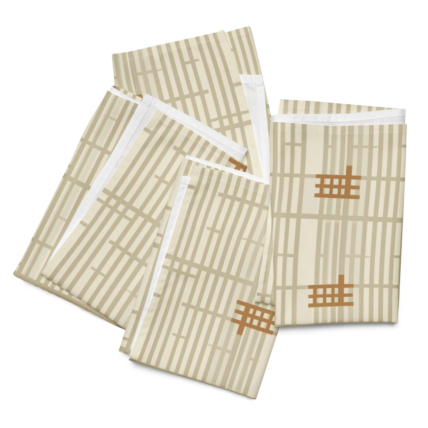 Shoji Screen Grid Cloth Napkins Set of 4 — Japandi Minimalist Geometric Table Linen