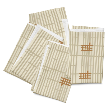 Shoji Screen Grid Cloth Napkins Set of 4 — Japandi Minimalist Geometric Table Linen