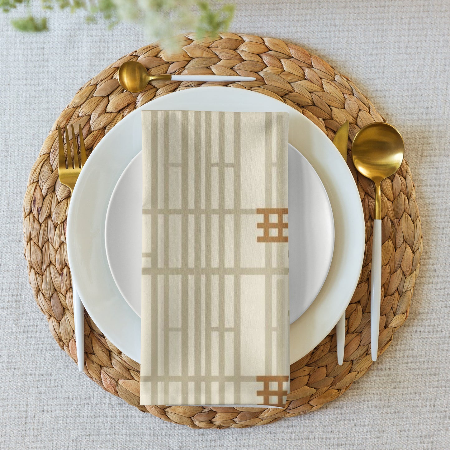 Shoji Screen Grid Cloth Napkins Set of 4 — Japandi Minimalist Geometric Table Linen