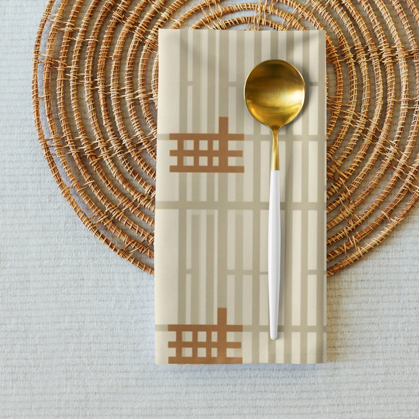 Shoji Screen Grid Cloth Napkins Set of 4 — Japandi Minimalist Geometric Table Linen