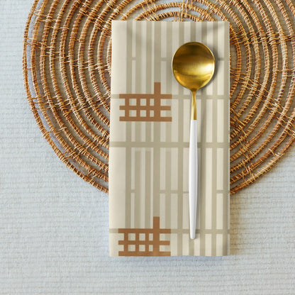 Shoji Screen Grid Cloth Napkins Set of 4 — Japandi Minimalist Geometric Table Linen