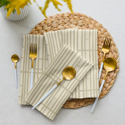 Shoji Screen Grid Cloth Napkins Set of 4 — Japandi Minimalist Geometric Table Linen