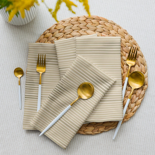 Shoji Shadow Cloth Napkins Set of 4 — Japandi Minimalist Washi Stripe Table Linen